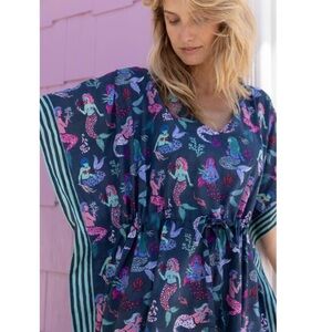 Anthro Printfresh Mystical Mermaids Print Kaftan One Size
